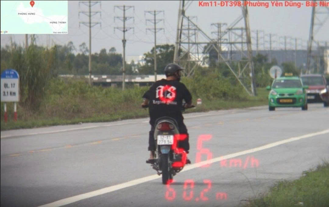 Xe máy chạy quá tốc độ quy định (Ảnh: Công an Bắc Giang)