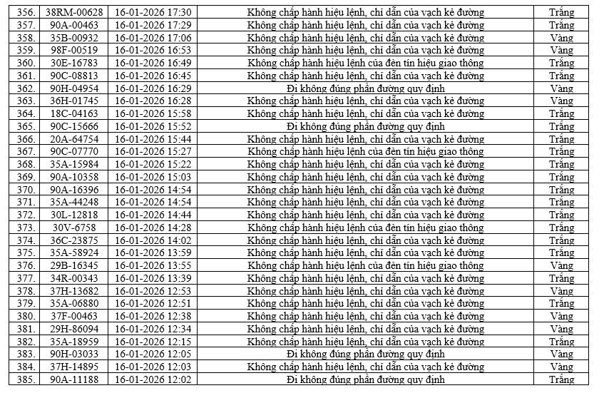 416 xe bị phạt nguội ở Ninh Bình từ 16/1 - 22/1 13 phat nugoi 14